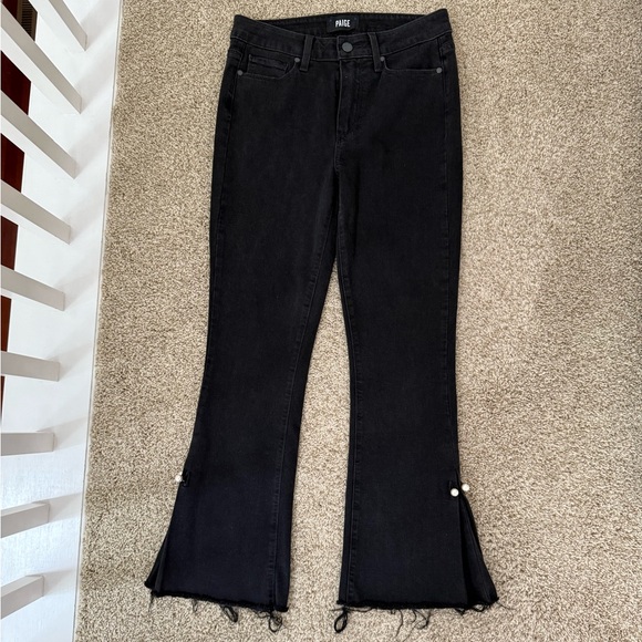 Paige Colette Crop Flare Leg Jeans Black Size 27 - Picture 1 of 4